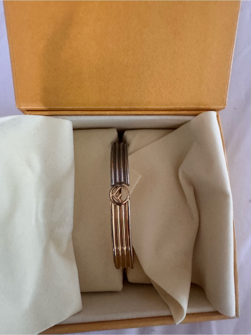 Fendi Two-Tone Multi-Band Bracelet with Logo Accent